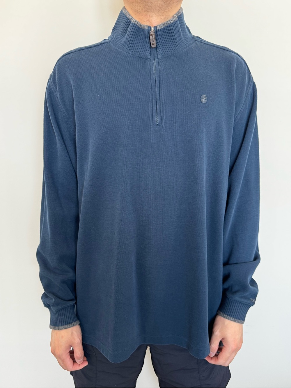 Izod Navy Blue Quarter-Zip Mock Neck Sweater